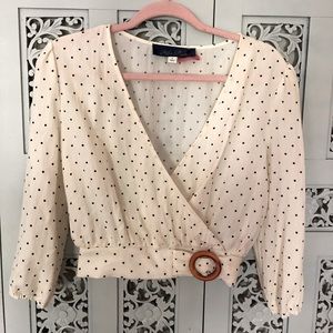 Off White with black dot size small Blue Rair top